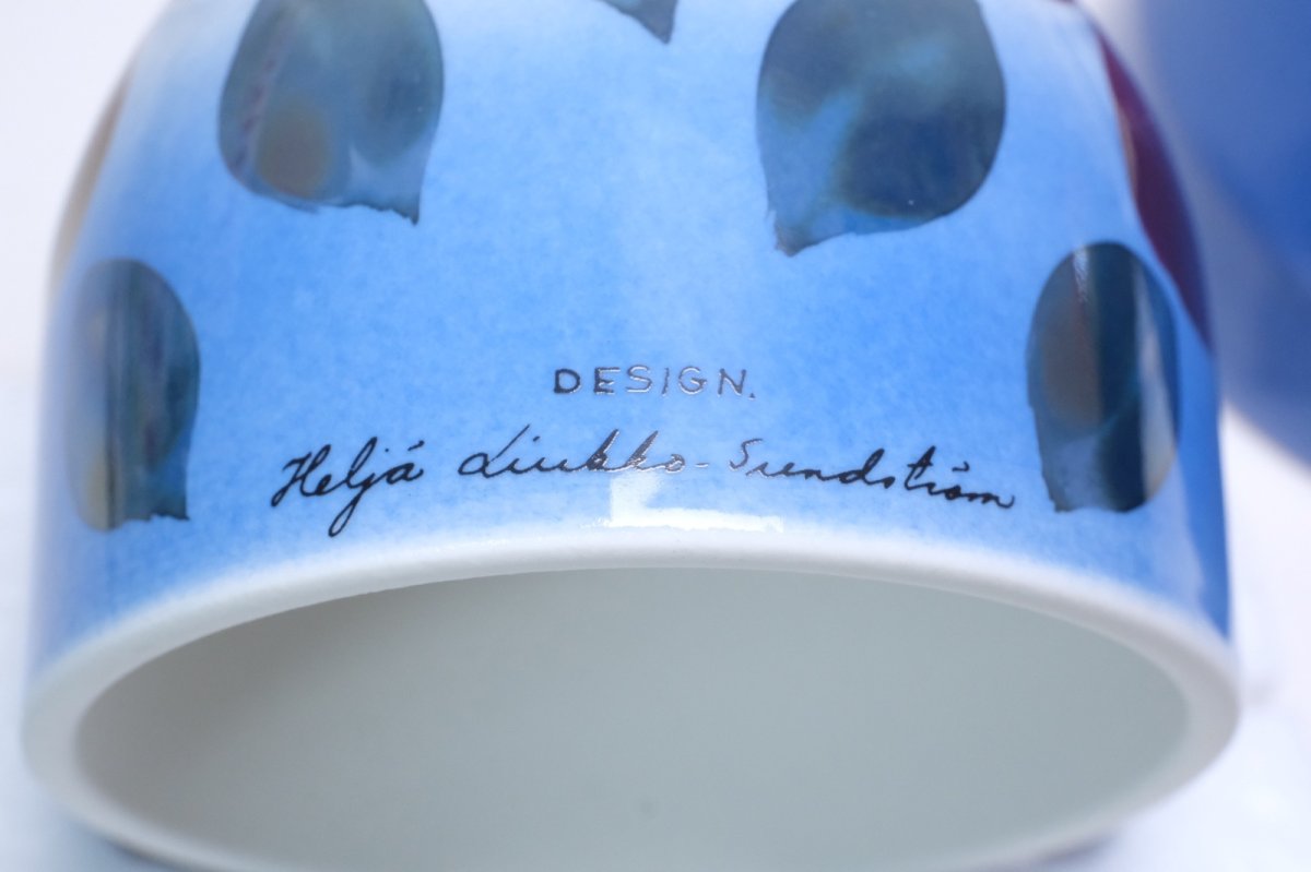 画像7: ARABIA/アラビア /Helja Liukko Sundstrom/ヘルヤ・リウッコ・スンドストロム/Ikikukka/永遠の花/レッド花＆ブルー41 (7)