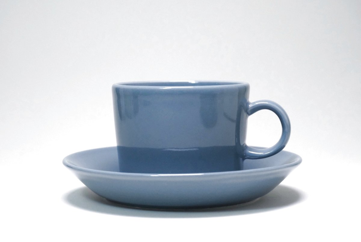 画像1: 北欧ビンテージ食器/ARABIA/アラビア/iittala/イッタラ/Teema/ティーマ/カップ＆ソーサー/オリジナルBOX/２個セット/グレー廃盤色 (1)