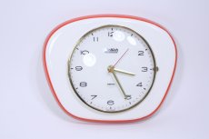 画像1: ビンテージ陶製壁掛け時計/Hettich製/ドイツ/レッド/新しいムーブメント交換済み (1)