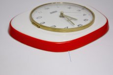 画像5: ビンテージ陶製壁掛け時計/Hettich製/ドイツ/レッド/新しいムーブメント交換済み (5)