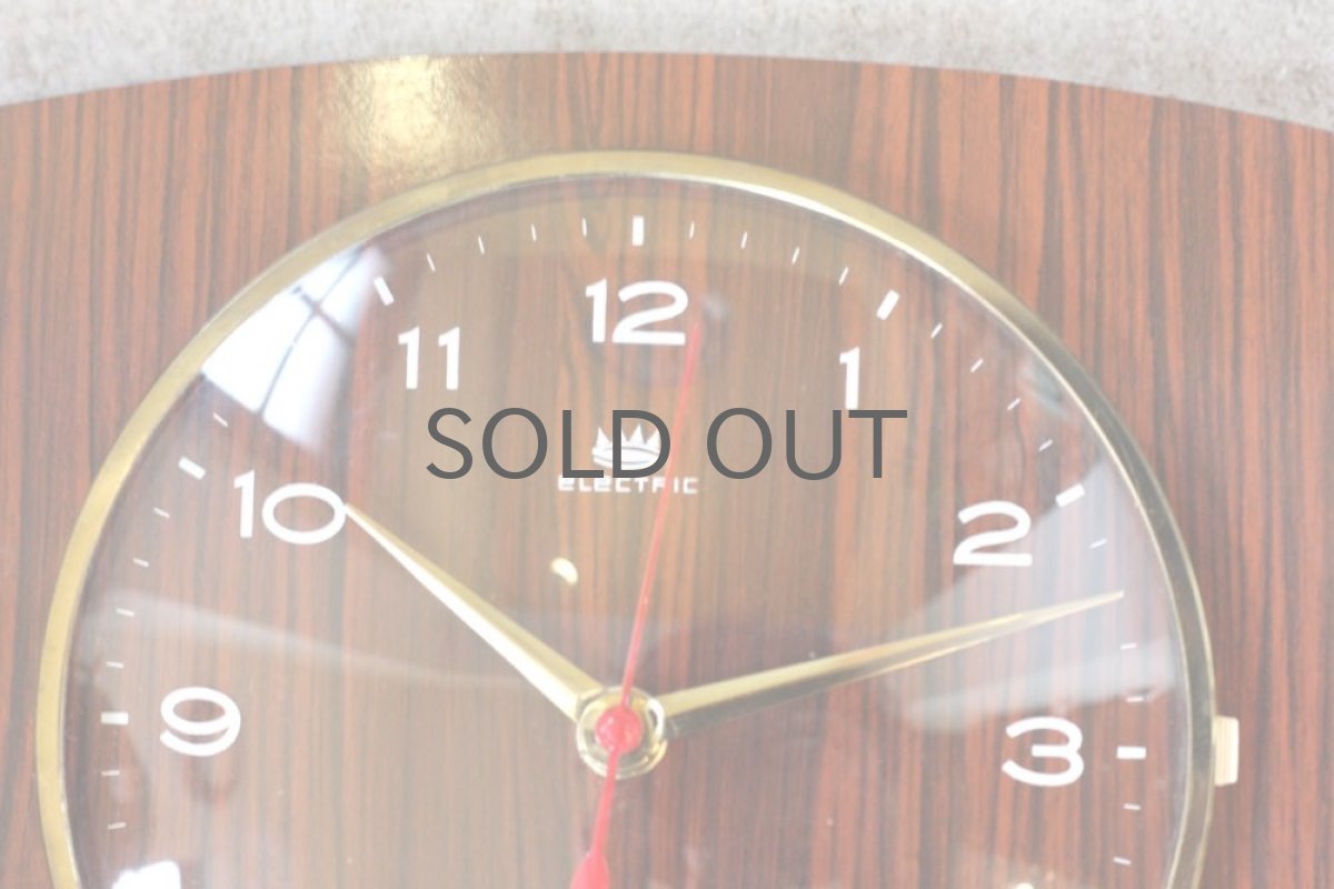 画像2: ヴィンテージ陶製壁掛け時計／ドイツ製／ウッド×ブラス (2)
