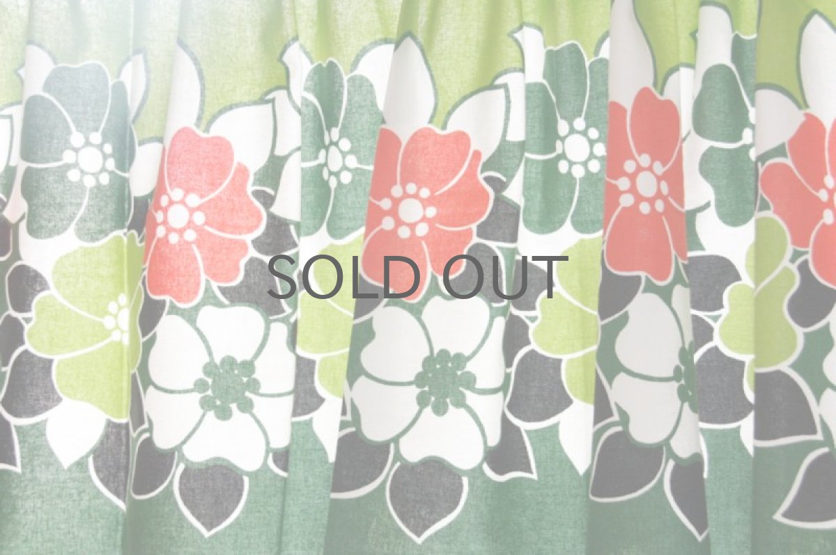 画像2: 北欧雑貨/スウェーデン製/ヴィンテージカフェカーテン　グリーン (2)