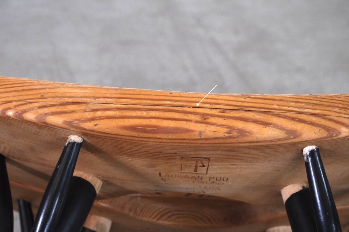 画像8: 北欧ビンテージ家具/フィンランド製/ Ilmari Tapiovaara/イルマリ・タピオヴァーラ/pirkka stool/ピルッカスツール/ハニー&ブラック/送料無料 (8)