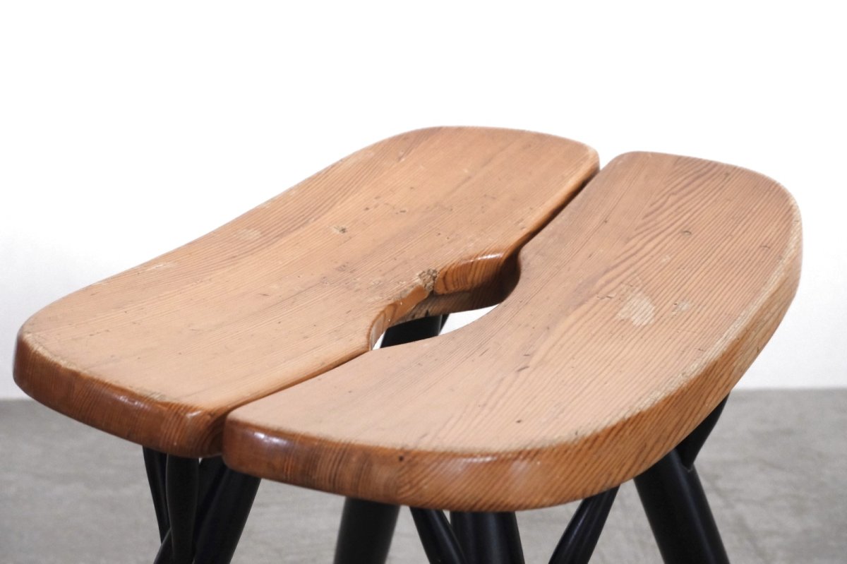 画像5: 北欧ビンテージ家具/フィンランド製/ Ilmari Tapiovaara/イルマリ・タピオヴァーラ/pirkka stool/ピルッカスツール/ハニー&ブラック/送料無料 (5)