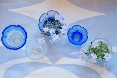 画像1: ビンテージ北欧ガラス/フィンランド/Mantsalan Lasisepat/シャク/レアカラーブルー/Lサイズ/花瓶/キャンドルホルダー