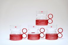 画像1: 北欧ビンテージ/iittala/イッタラ/TSAIKKA/ツァイッカ/クリア&レッドホルダー/レッド/ステッカー付き/No.1 (1)