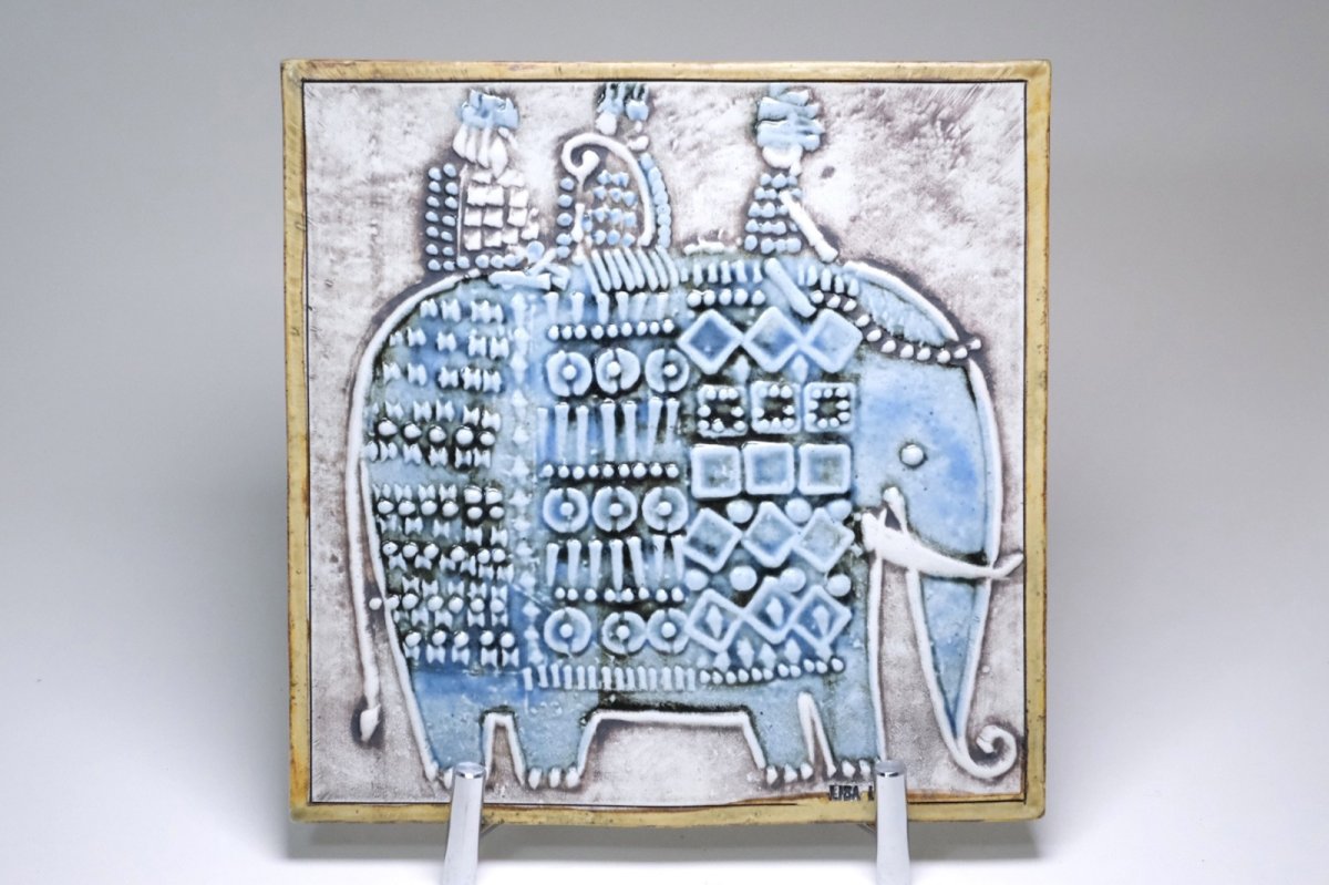 画像1: 北欧雑貨/Lisa Larson /リサ・ラーソン/ アンティーク/UNIK/ユニーク /Elefant/ゾウ陶板 (1)