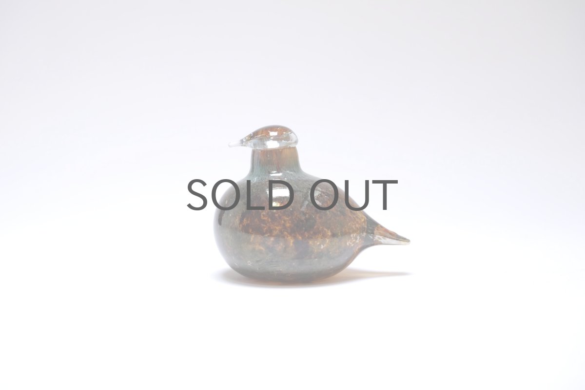 画像1: 北欧アートガラス/iittala/イッタラバード/Oiva Toikka/オイバトイッカ/Hippiainen/ヒッピアイネン/Golden-Crested Kinglet/アンバーラスター (1)