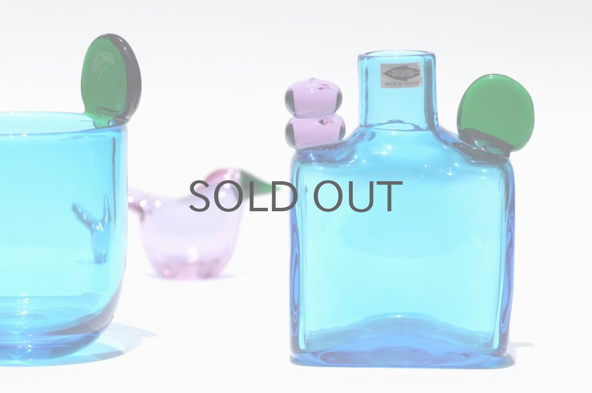 画像10: 北欧アートガラス/ビンテージガラス/Oiva Toikka/オイバ・トイッカ/Nuutajarvi/ヌータヤルヴィ/ Pompula/PomPom Bottle/N526/ブルー (10)