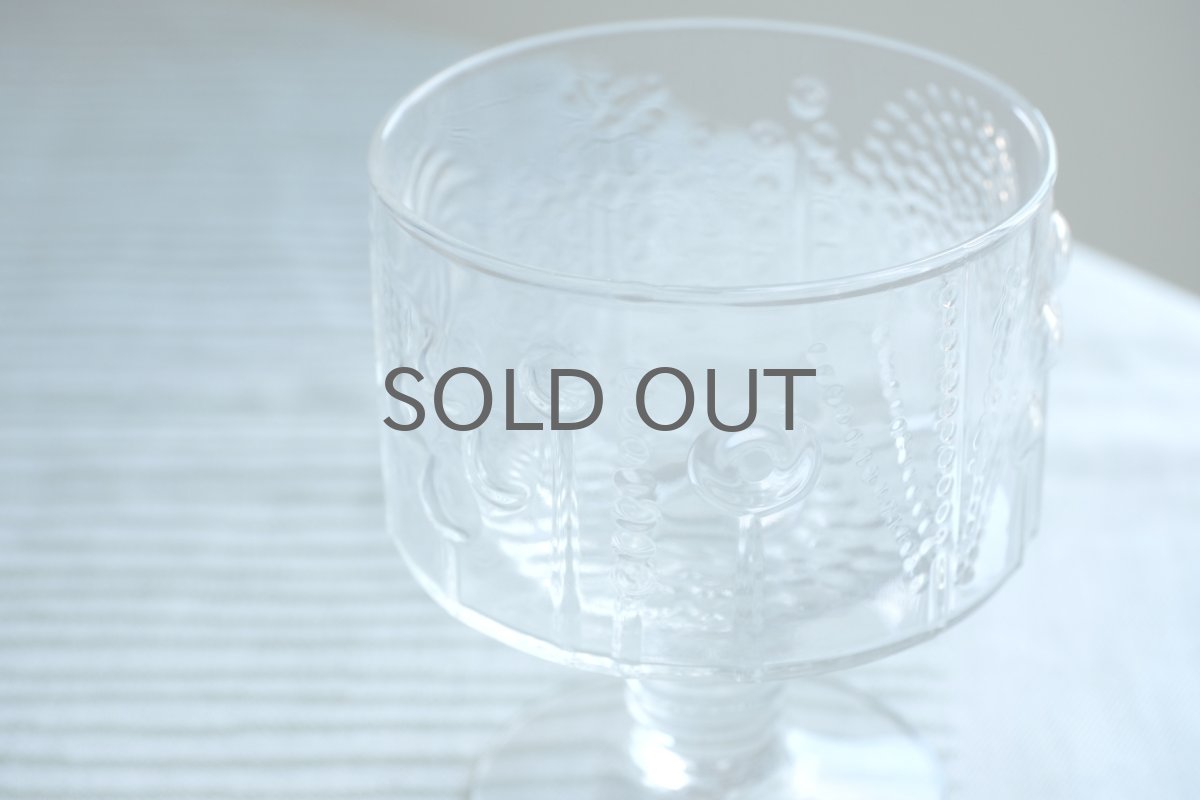 画像2: 北欧ビンテージガラス/Oiva Toikka/オイバトイッカ/Flora/フローラ/ヌータヤルヴィ/脚付き/デザートボウル (2)