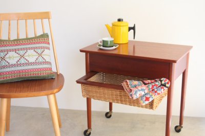 画像3: 北欧ビンテージ家具/デンマーク チーク ソーイングテーブル No.1