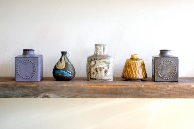 画像1: Upsala Ekeby /ウプサラ　エクビィ/Goran Andersson/ 一輪挿し花瓶/ベース/キューブ型/Lサイズ/ラベンダーグレー